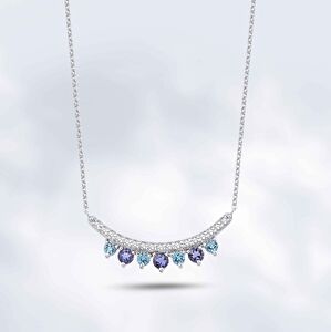0.85 Karat Pırlanta Obeliks Blue Topaz Kolye
