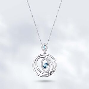 1.14 Karat Pırlanta Athena Blue Topaz Kolye