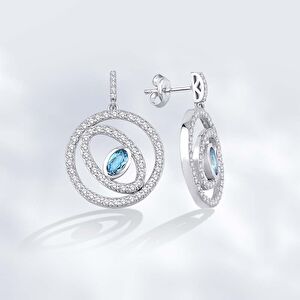 1.89 Karat Pırlanta Elonys Blue Topaz Küpe