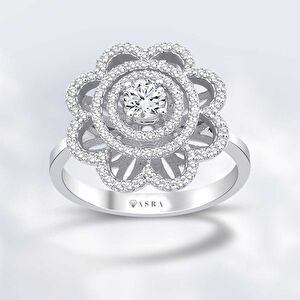 0.79 Karat Pırlanta Beyaz Safir Yüzük