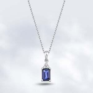 0.86 Karat Pırlanta Safir Kolye