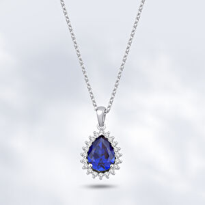 1.42 Karat Pırlanta Safir Kolye