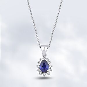0.72 Karat Pırlanta Safir Kolye