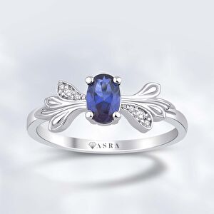 0.52 Karat Pırlanta Safir Yüzük
