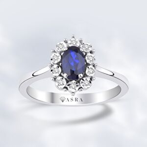 0.65 Karat Pırlanta Safir Yüzük