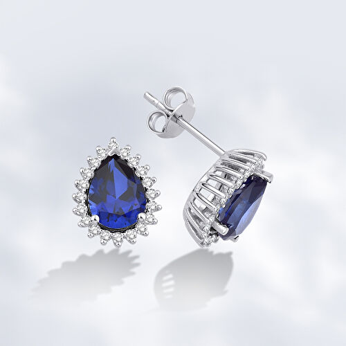 2.84 Karat Pırlanta Safir Küpe