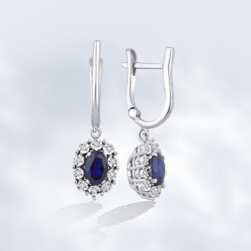 1.19 Karat Pırlanta Safir Küpe