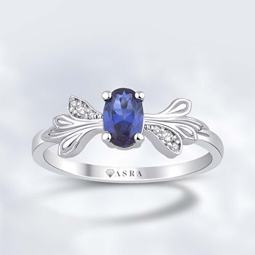 0.52 Karat Pırlanta Safir Yüzük