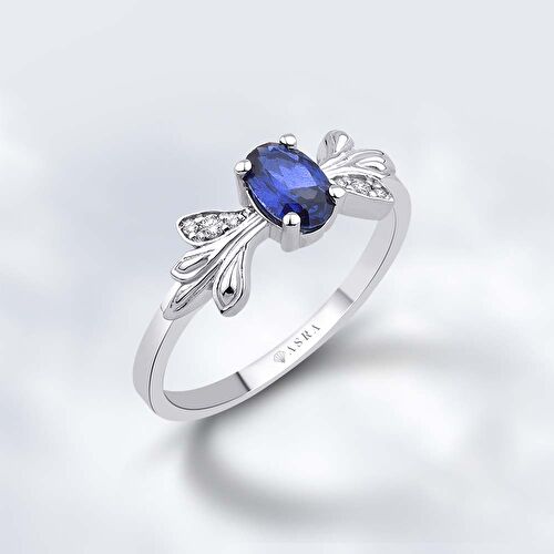 0.52 Karat Pırlanta Safir Yüzük