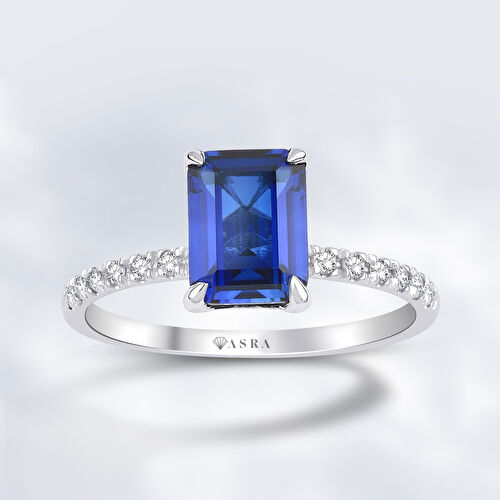 2.13 Karat Pırlanta Safir Yüzük