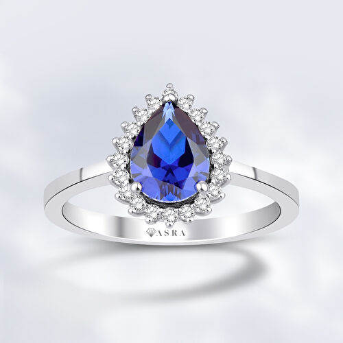 1.42 Karat Pırlanta Safir Yüzük