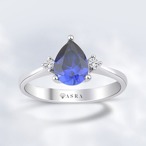 1.46 Karat Pırlanta Safir Yüzük