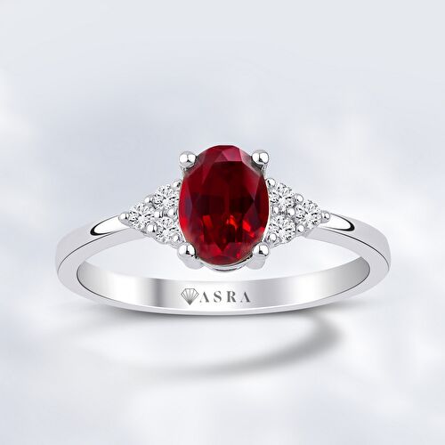 0.82 Karat Pırlanta Yakut Yüzük