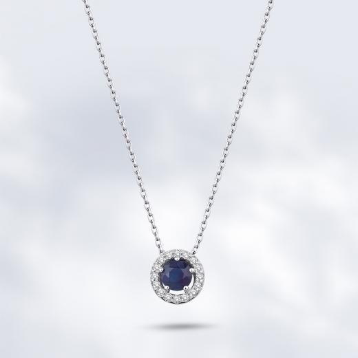 0.28 Karat Pırlanta Safir Kolye