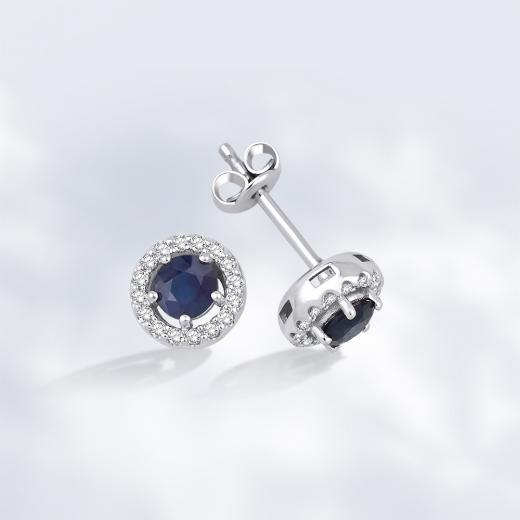 0.52 Karat Pırlanta Safir Küpe