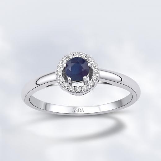0.28 Karat Pırlanta Safir Yüzük